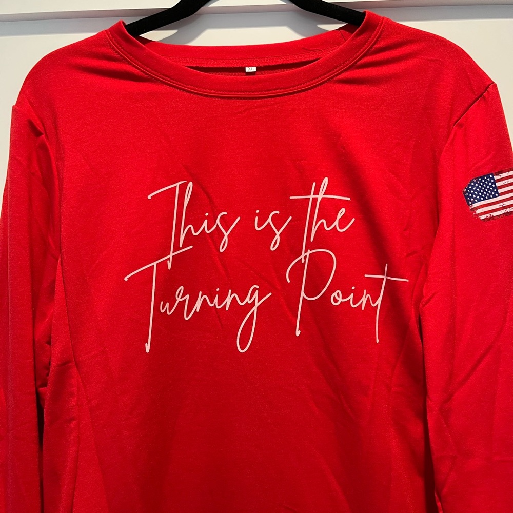 NWT Red Long Sleeve Shirt with Inspirational Text